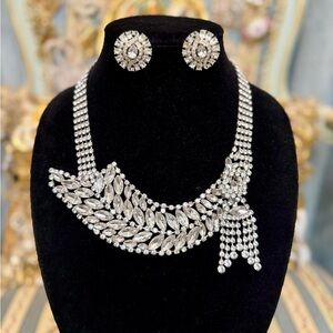 Sold on eBay-Elegant Trifari Silver Crystal Earrings and Necklace Set
